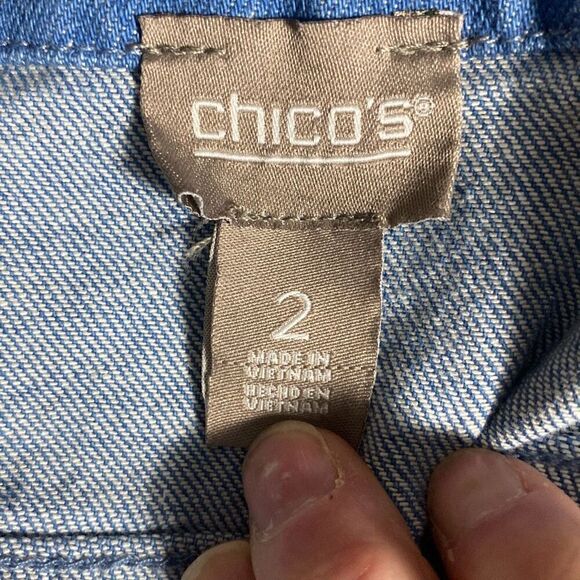 Chico’s Wm’s Sz 2 Medium Slub Lurex Chevron Deb Jacket - Picture 6 of 6